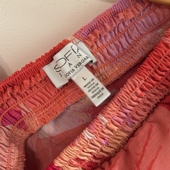 Sofia Vergara frilly pink and orange summer blouse large. - Picture 3 of 4